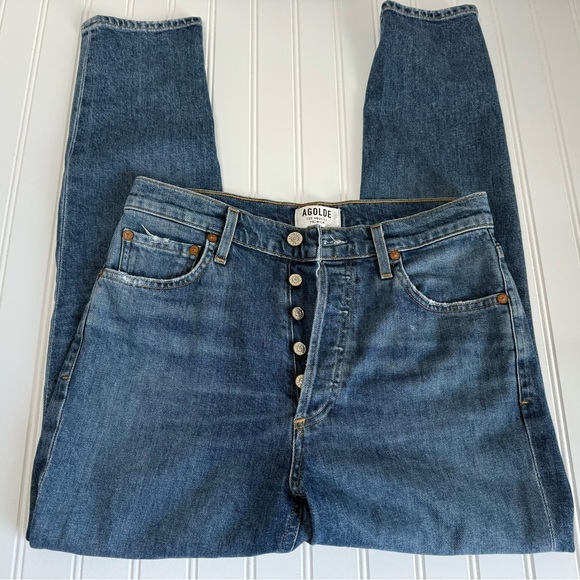 AGOLDE Nico High Rise Button Fly Slim Jeans Women 27 Crop 937 - Picture 1 of 6